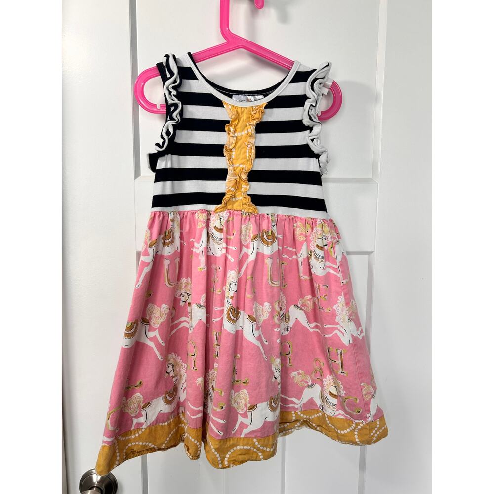 Oopsie Daisy Girls Spirited Carousel Horse‎ A-Line Dress Casual Multicolor SZ 7T